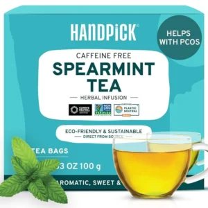 HANDPICK, Spearmint Tea Bags for PCOS relief (100 Herbal Tea Bags