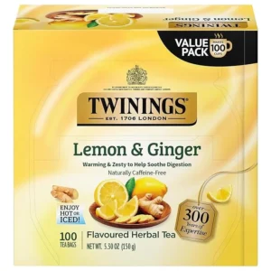 Twinings Lemon & Ginger Herbal Tea Individually Wrapped Bags