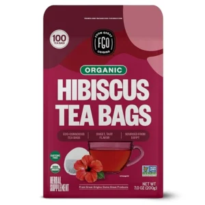 FGO Organic Hibiscus Tea, 100 Count, Eco-Conscious Tea Bags
