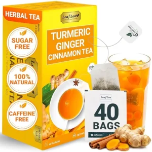 LeafLea 40 Turmeric Ginger Cinnamon Tea Bags, 100% Natural